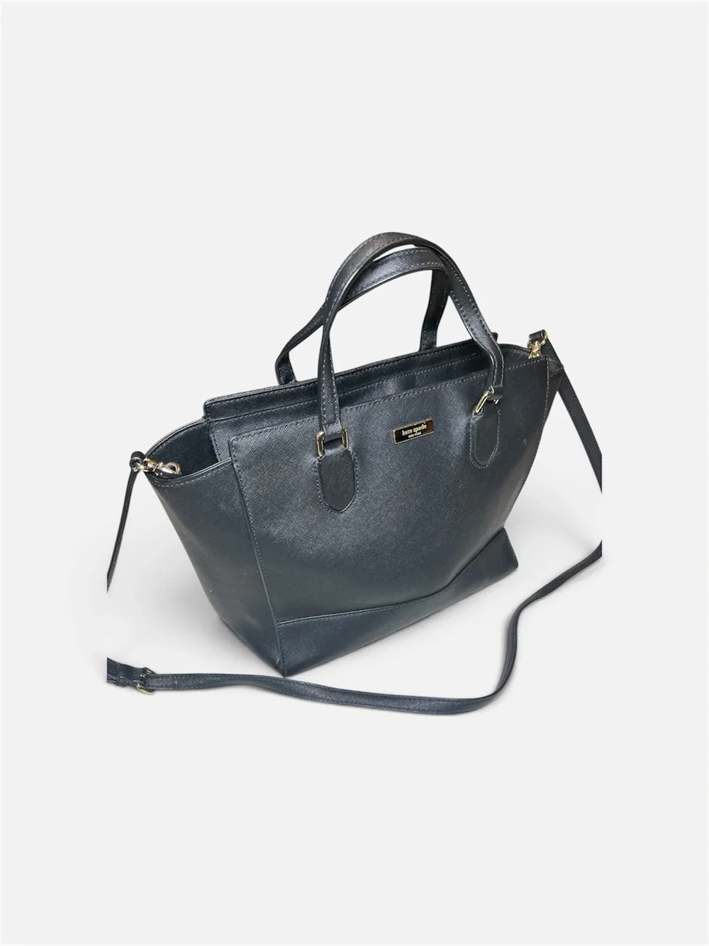 kate spade black leather satchel with detachable crossbody strap